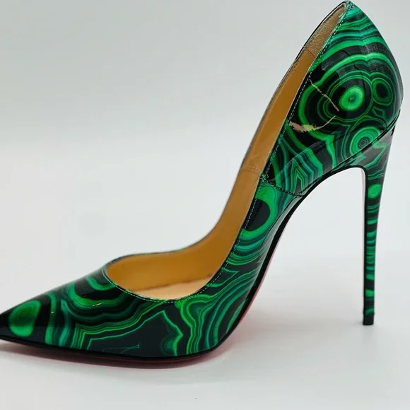 Christian Louboutin Patent Malachite So Kate 120 Black & Green Pump Size 37 1/2 - Picture 8 of 11